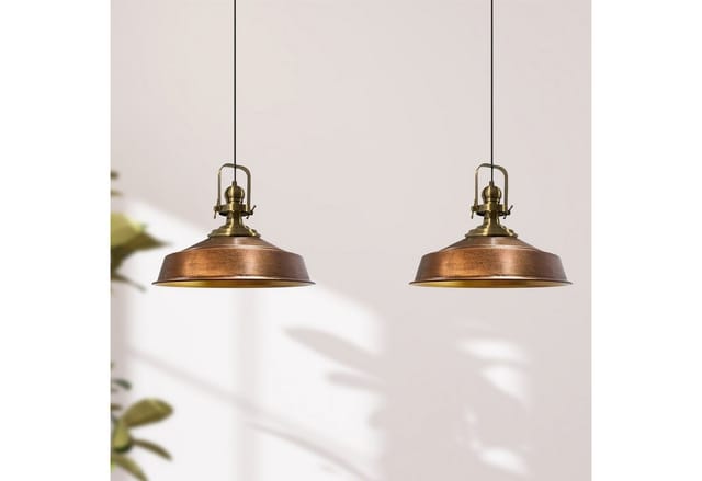Industrielle Doppel-pendelleuchte Aus Handbemaltem Kupferfarbe Metall – Vintage-kronleuchter E27 Ø41 Cm Für Wohnzimmer, Schlafzimmer Oder Esszimmer