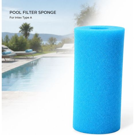 Mousse De Filtre Piscine Compatible Intex Type A En Pu Bleu Lavable Réutilisable 20x10x4cm Accessoire Nettoyage