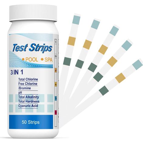 50 Bandelette Piscine,bandelettes Test,3 En 1 Pour Piscine - Chlore Et Ph - Bandelettes De Test 3 En 1 Pour Spa,testeur Chimique Précis,ph Et Chlore Résiduel Ci - Papier Test De Dureté L'Eau