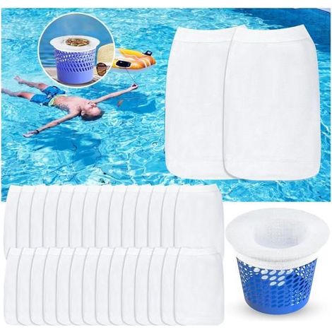 30 Pièces Chaussettes De Filtre Pour Piscine, Maille Ultra-fine, Nylon Élastique, Réutilisables