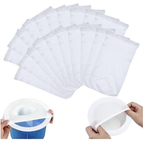 Lot De 20 Chaussettes Filtrantes Pour Skimmer De Piscine, Réutilisables En Nylon Élastique, Pour Une Filtration Efficace Des Débris.