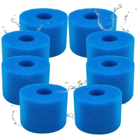 Lot De 8 Filtres À Mousse Réutilisables Et Lavables Pour Piscine Intex Type S1, Spa Et Piscine.