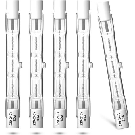 Lablanc – 5er-pack Eco-halogenlampen R7s 78 Mm 80 W 230 V Warmweiß 2800 K Dimmbar Doppelseitig Linearprojektorlampe Typ J Für Arbeits-, Sicherheits-, Landschafts- Und Straßenbeleuchtung