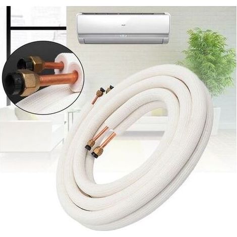 6,35 Mm Bis 9,52 Mm (1/4" Bis 3/8") Kupfer-klimaanlagenschlauch – Isolierter Kältemittelschlauch Aus Kupfer Und Aluminium – Klimaanlagenteile – 3 Meter, Weiß