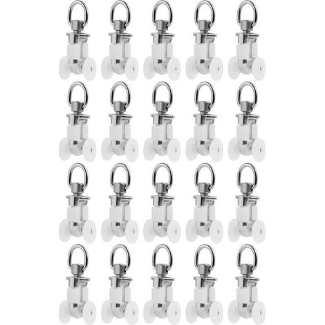 Packung Mit 20 Gardinengleiterrollen – Metall- Und Kunststoffrollen – 10 Mm Durchmesser – Maximale Traglast 400 G