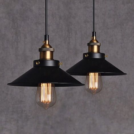 Stück Retro-pendelleuchte Aus Schwarzem Metall – Vintage-edison-deckenleuchte Mit E27-fassung – Elegante Leuchte, Trendige 26 Cm Hohe Ausführung (leuchtmittel Nicht Enthalten)