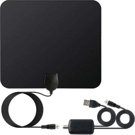 Digitale Hdtv-antenne Für Den Innenbereich (4k, 1080p, Hd, Vhf/uhf) Mit Signalverstärker Für Lokale Sender, Kompatibel Mit Allen Fernsehern – 3,65 M Koaxialkabel