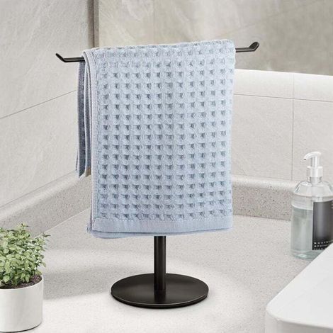 Portasciugamani A Form Di T Per Bagno, Mensola Und Ripiani Leggeri For Bagno, Portaoggetti Da Cucina Nero, Organisator Da Bancone In Acciaio Inossidabile Unpermeabile
