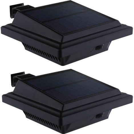40 Led Solar-dachrinnenleuchte, Solar-außenbeleuchtung, Gartenleuchte, Schwarz, Kaltweißes Solarlicht, 3w Sicherheitswandleuchte Für Garage, Terrasse [energieklasse A] (2