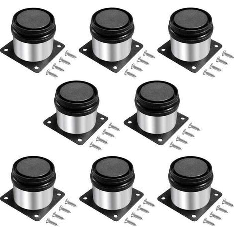 8 Verstellbare Möbelfüße, 5 Cm, Runde Edelstahlfüße, Höhenverstellbar 0-15 Mm, Für Sofabeine, Möbelbeine, Küchenmöbelbeine