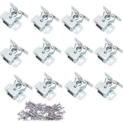 Set Mit 12 Doppelrollen-schrankriegeln, Türschließer Aus Poliertem Messing, Türschließer Für Schränke, Schubladen Und Kleiderschränke – Verzinkt