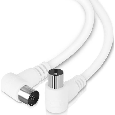 Tv-antennenkabel, Koaxialkabel, 90°-winkelstecker, Unterstützt Hdtv, Dvb-t, Dvb-t2, Dvb-c, Dvb-s, Dvb-s2, Dab, Radio, 1,5 M, Weiß