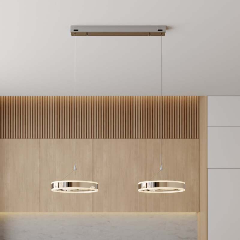[gebraucht] B-ware Lucande Pendelleuchte Hängeleuchte Lyani Led Dimmbar Chrom 85cm 2-flg 3000k