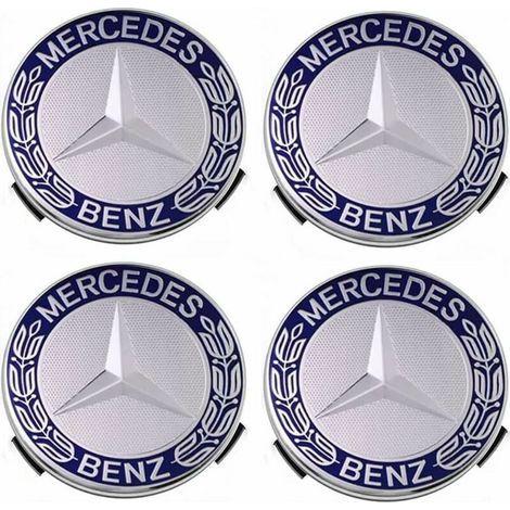 Lot De 4 Cache-moyeux 75 Mm Pour Mercedes Benz – Plastique Abs – Installation Rapide Et Esthétique Améliorée – Couleur Bleue