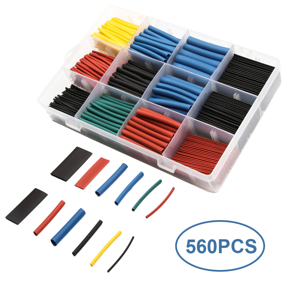 Packung Mit 560 Sortierten 2:1-schrumpfschlauchstücken Für Elektrische Isolierung Und Kabelummantelung Mit Tragbarer Aufbewahrungstasche