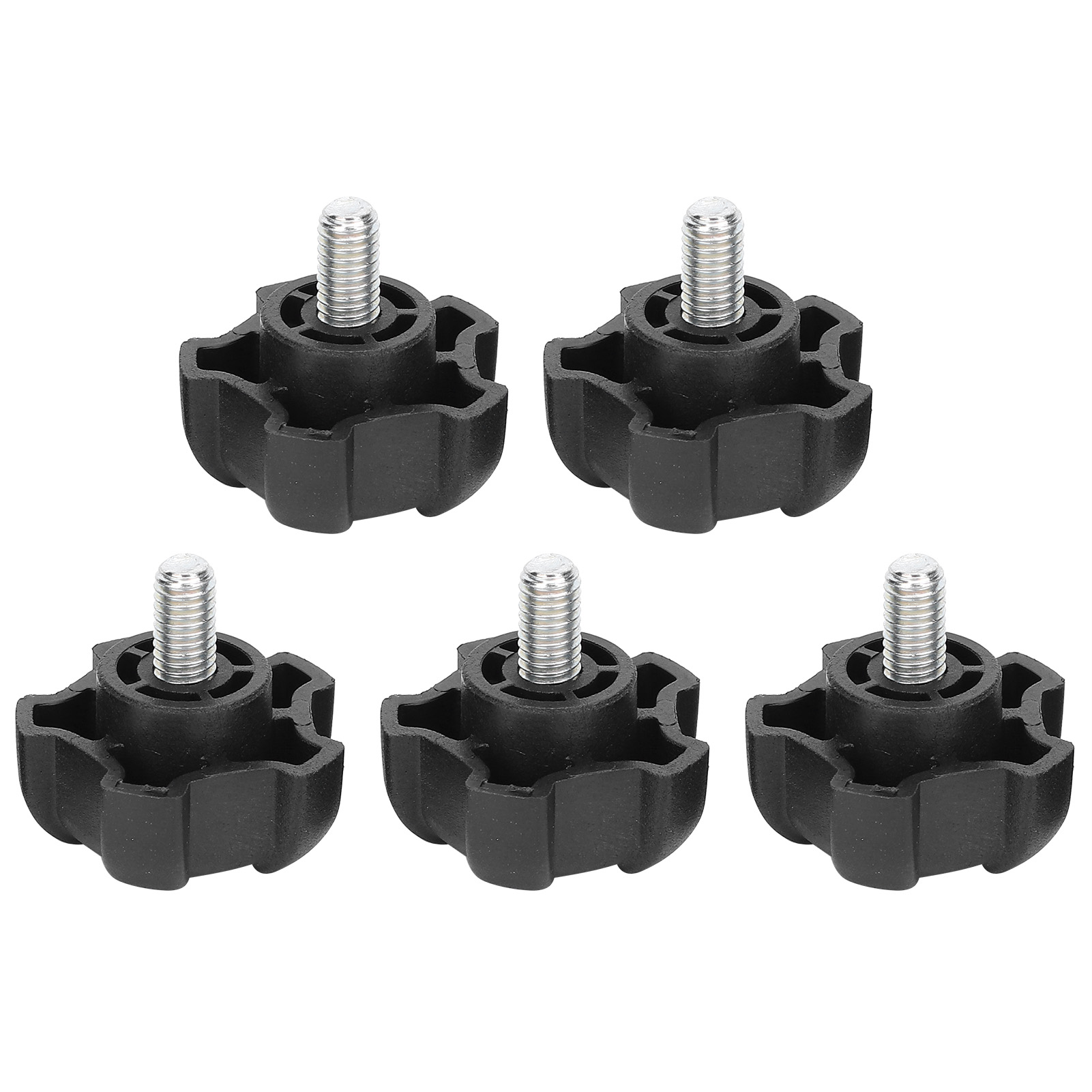 Satz Mit 5 Verstellbaren Rändelschrauben Aus Abs-kunststoff Mit 5-zinken-kopf Und Manuellem Feststellgriff, M6 10 Mm