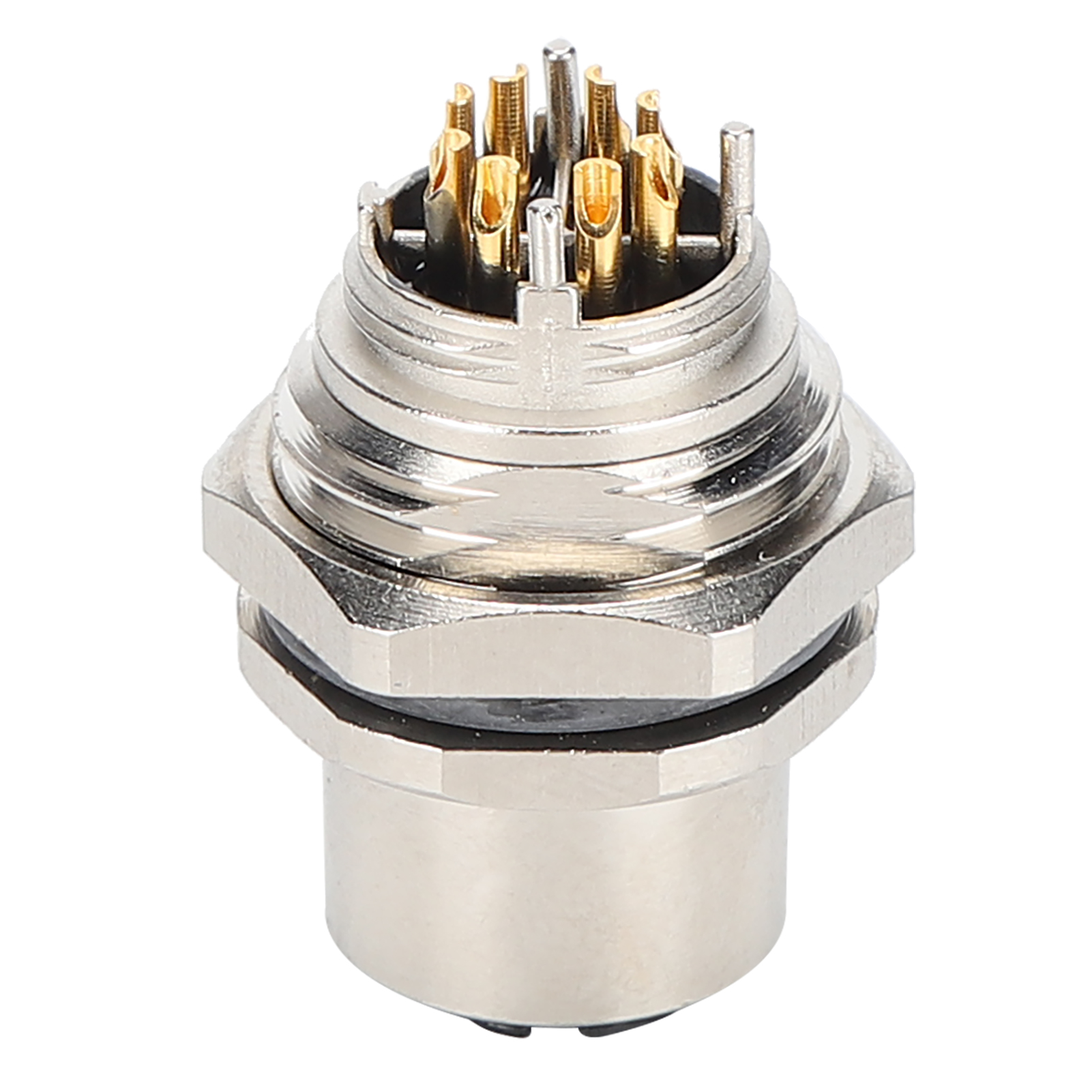 Ip67 Wasserdichte Einbausteckdose Mit Loch, M12bs8x Gewinde-schnellverbinder Für Elektrische Kabel, Vernickeltes Messing, 8-polig, 4 A 250 V, Iec61076-2-101