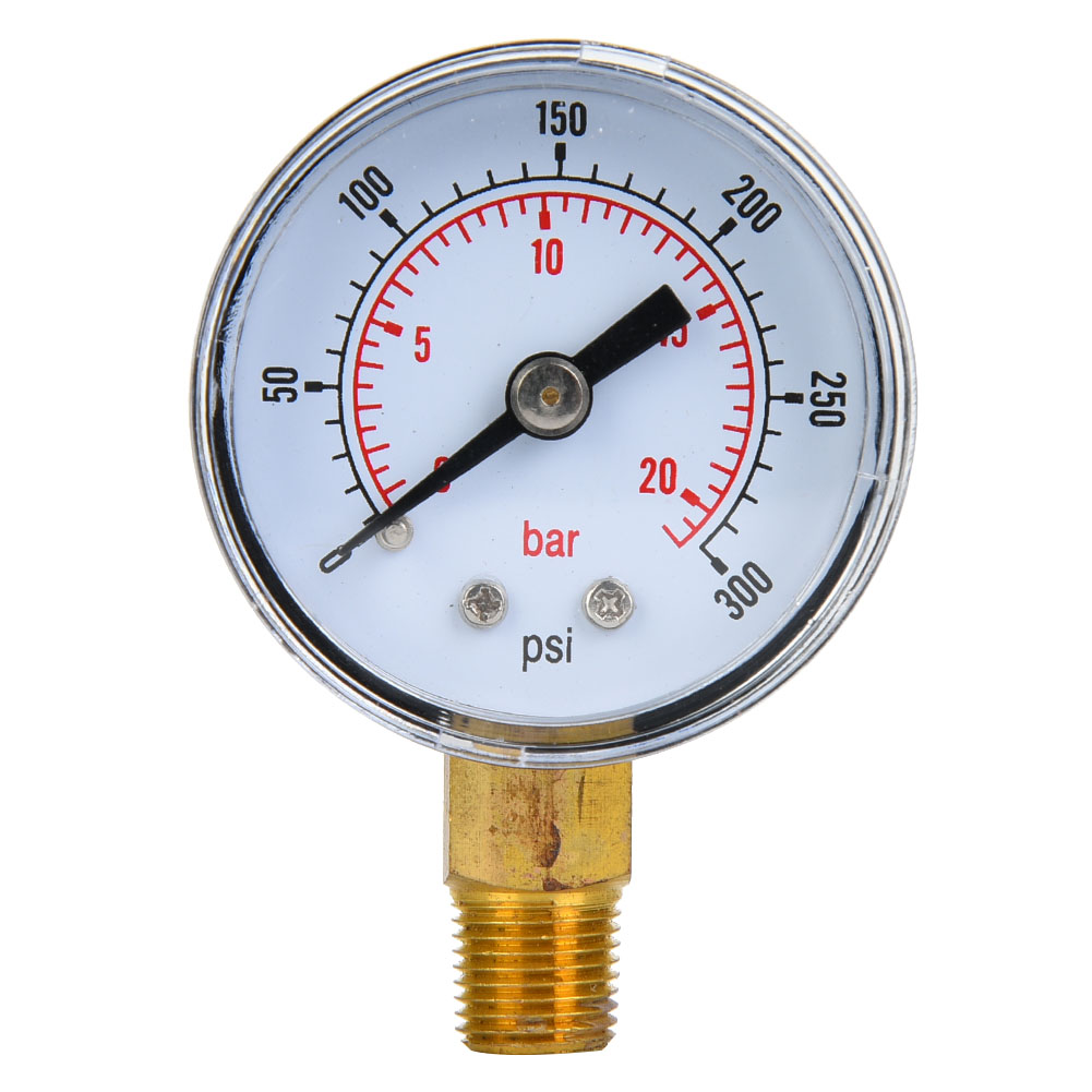 Mechanisches Manometer Mit 1/8-zoll-bspt-anschluss Und Bodenanschluss Für Luft, Öl Und Wasser (0-300 Psi, 0-20 Bar)