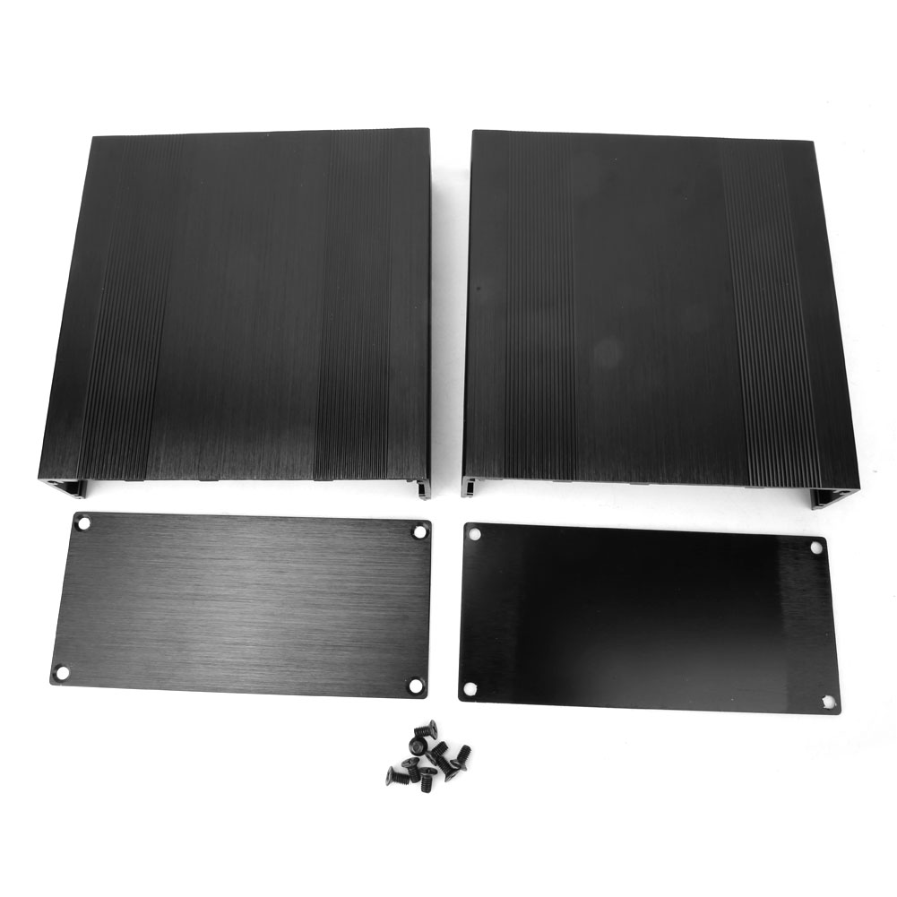 Satz Aus 2 Elektronischen Aluminiumgehäusen, Geteilte Kühlung, 68 X 145 X 150 Mm, Gebürstetes Schwarzoxid, Für Gps-verstärker 6063-t5