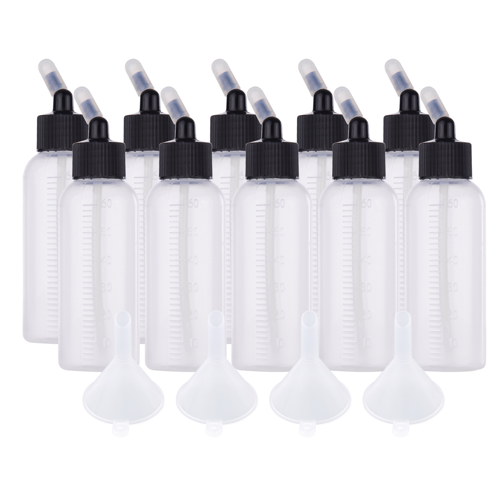 10 X 65 Ml Farbfläschchen Für Doppelhub-saug-airbrushes, Airbrush-zubehör Mit 4 Trichtern, Graduierungsmarkierungen, Gummistopfen, Kompatibel Mit Iwata Badger Paasche Master Airbrushes