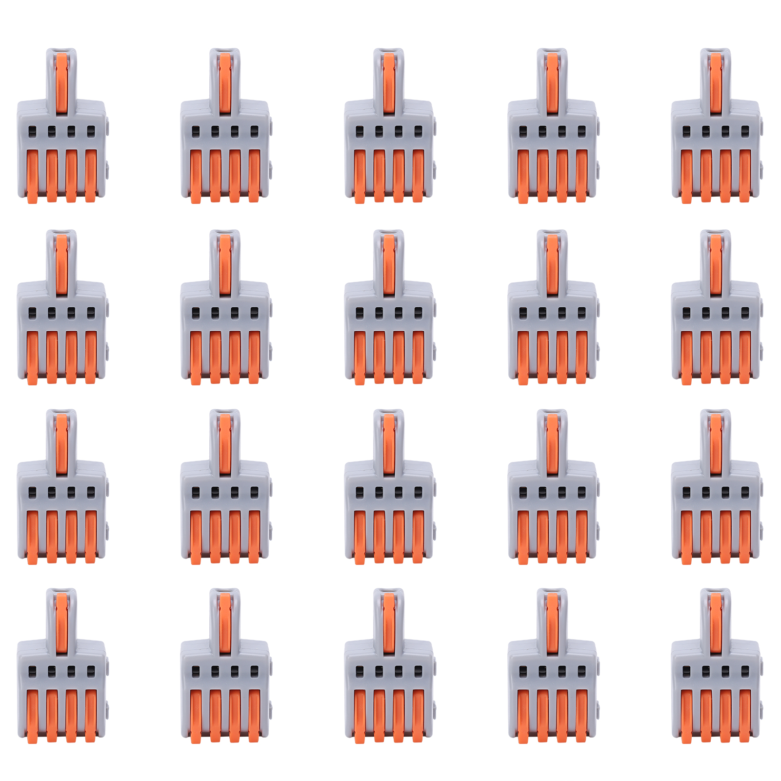 Packung Mit 20 Drahtverbindern, 1 Eingang, 4 Ausgänge, Hebeltyp, Klemmenblock, Leiter, Elektrische Verbindung (orange)