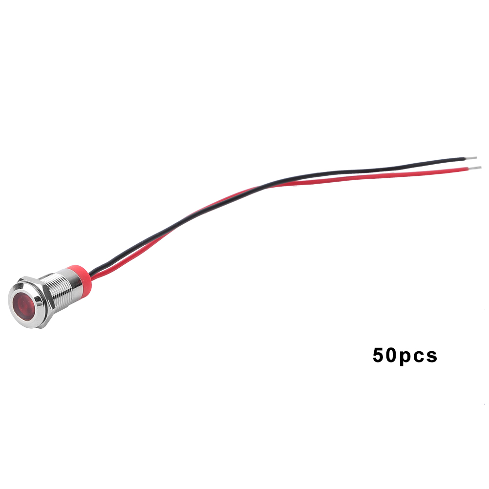 Packung Mit 50 Bem-10c Ip65 Wasserdichten 10mm Vernickelten Messing-ringkopf-led-warnleuchten (rot 12v)