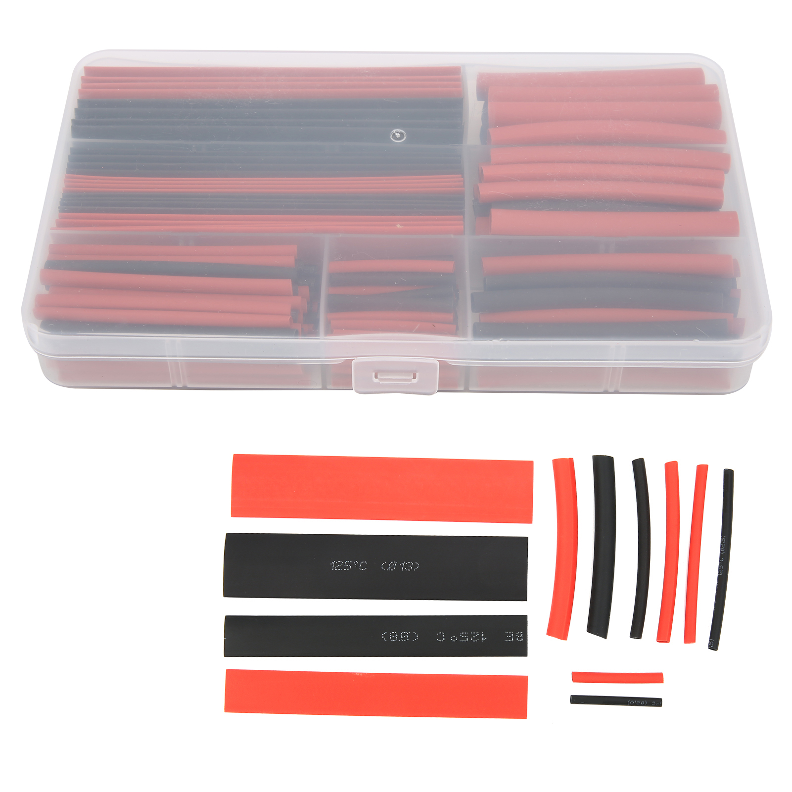 300-teiliges Set Aus Polyolefin-schrumpfschläuchen, Sortiment An Schutzboxen Für Elektrische Kabel, Schwarz Und Rot