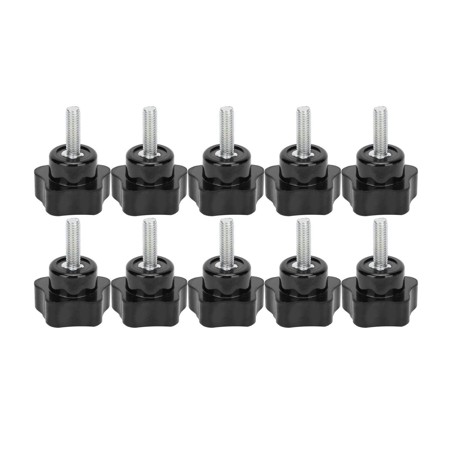 10 Stück M6x32x20 5-punkt-blumenkopf-schraube Mit Schwarzem Kunststoffgriff Und Rändelung