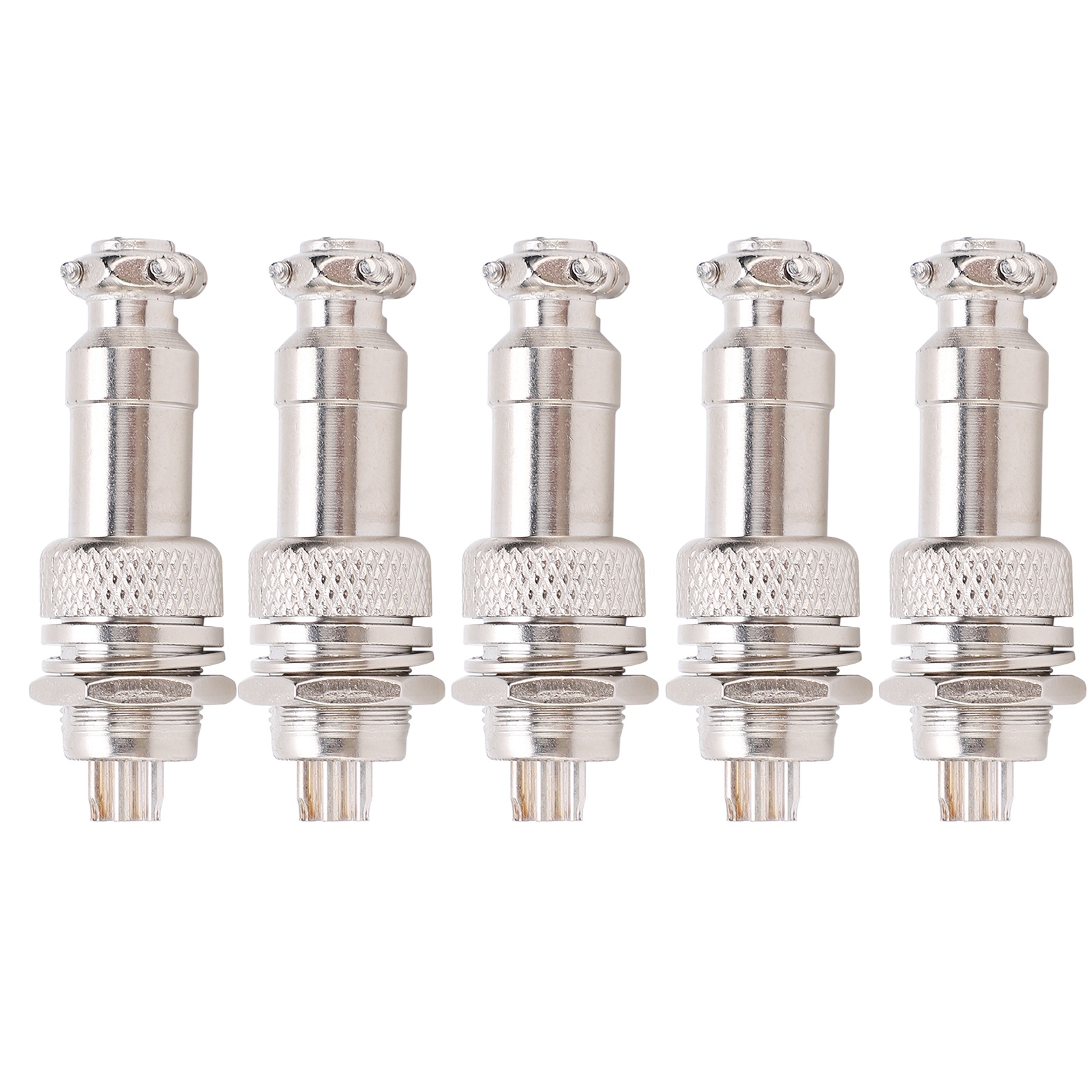Packung Mit 5 Gx12 Stecker/buchse 2p+e 5a 450v Luftfahrtsteckverbindern Mit Silbernem Aluminiumgehäuse Für Die Luft- Und Raumfahrtindustrie