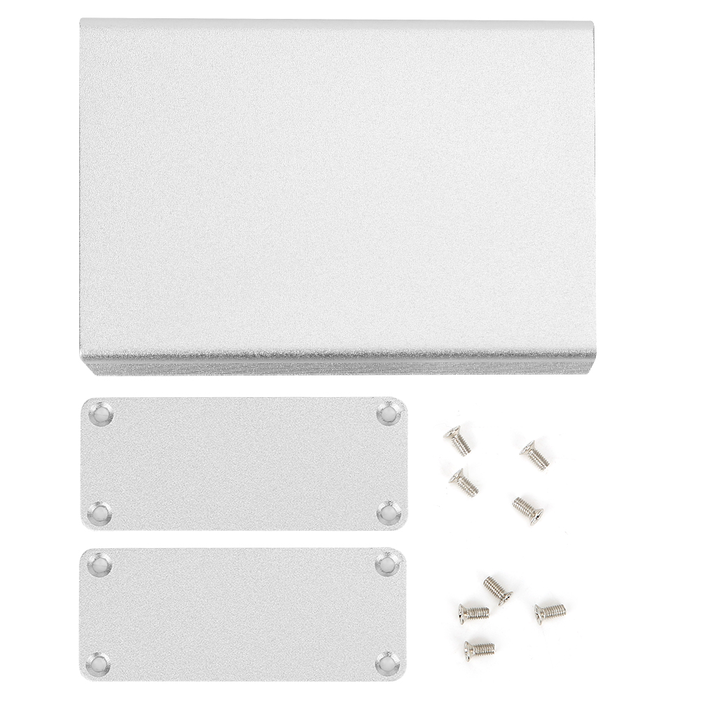Integriertes, Mattsilbernes Aluminium-projektgehäuse 6063-t5 Für Diy-elektronik, Wärmeableitung, 27 X 66 X 100 Mm, Mit 2 Platten Und Schrauben