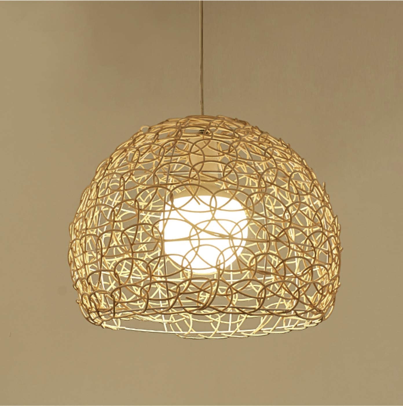Litzee Rattan Deckenleuchte Handgewebte Sphärische Pendelleuchte Indonesische Rattan Hohldeckenleuchte Rural Style Kronleuchter Für Bar, Cafe, Loft, Restaurant, Wohnzimmer, Schlafzimmer
