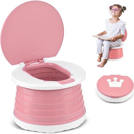 Longziming – Faltbares Kindertöpfchen – Tragbare Toilette Für Reisen – 3-in-1-töpfchensitz – Auslaufsicherer Abfallbeutelhalter – Stabiler Runder Rahmen – Ideal Für Reisen Und Camping – 30 Cm