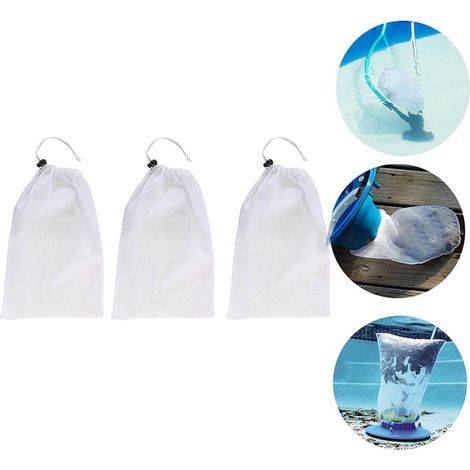 Lot De 3 Sacs De Rechange Pour Aspirateur De Piscine Avec Filtre À Poussière Et Filet Réutilisable Blancs Sacs De Collecte Pour Le Nettoyage Et L Entretien Du Bassin
