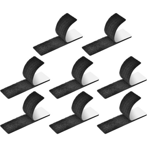 Bandes Auto-agriffantes Pour Fixation Canapé Et Tapis - 8 Pièces En Nylon Et Polyester, Noir, Avec Sangles, Résistantes Pour Surfaces Lisses Et Usage Intérieur