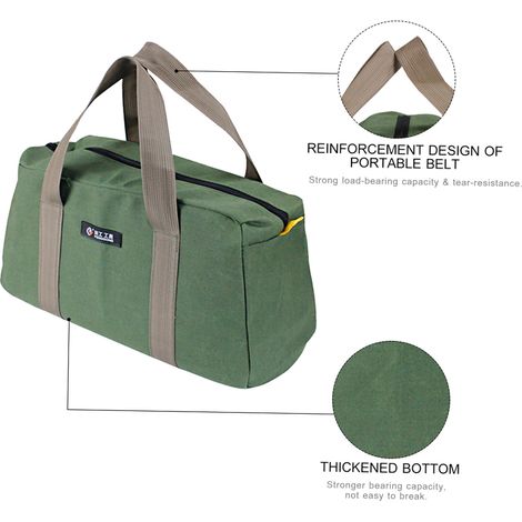 Penggong Grand Sac De Rangement Pour Outils D'Entretien, Épais, Résistant À L'Usure, Capacité Portable Multifonctionnelle, Toile 12 Pouces, Vert Armée 168