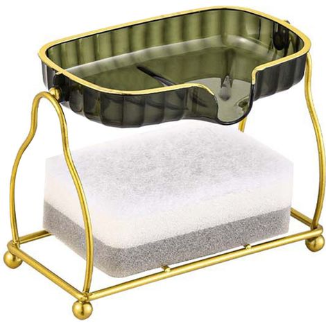 Porte-savon Ménager En Fer Forgé, Boîte De Vidange Double Couche Pour Salle De Bain Et Toilettes, Vert Transparent