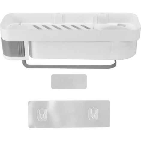 Étagère D'Angle De Salle De Bain, Double Couche, Rotative, Murale, Élégante, Simple, Multifonctionnelle, Étagère De Rangement, Blanc Et Gris