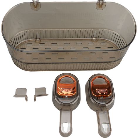 Support De Rangement À Ventouse De Salle De Bain Multifonctionnel En Plastique Résistant À L'Eau Drainage Efficace Caddie De Douche Pour Articles De Toilette Transparent Orange