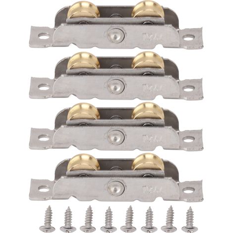 Ensemble De Rouleaux De Porte Coulissante De Patio, 4 Pièces, En Acier Inoxydable, Cuivre, Roulement À Billes, Roue Pour Verre Concave