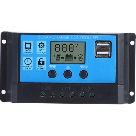 Contrôleur De Charge Solaire 60a Avec Double Port Usb 5v, Panneau D'Affichage Lcd Pwm Automatique, Régulateur De Batterie