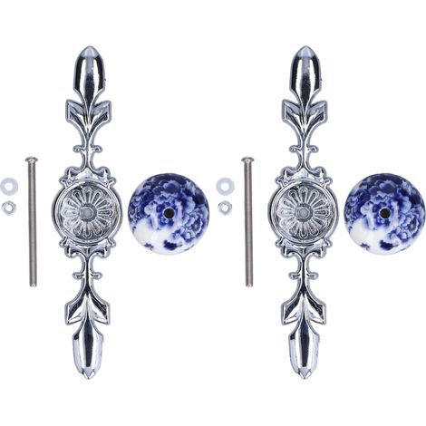 Poignée D'Armoire En Céramique, 2 Pièces/ensemble, Boutons Peints À La Main, Style Simple Et Moderne, Porcelaine Bleue Et Blanche Pivoine 1060d