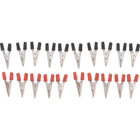 Pince Crocodile Rouge Et Noire, Ouverture De 1cm, Pince De Test Électrique, Clips Pour Câbles De Batterie En Acier Inoxydable, 20 Pièces