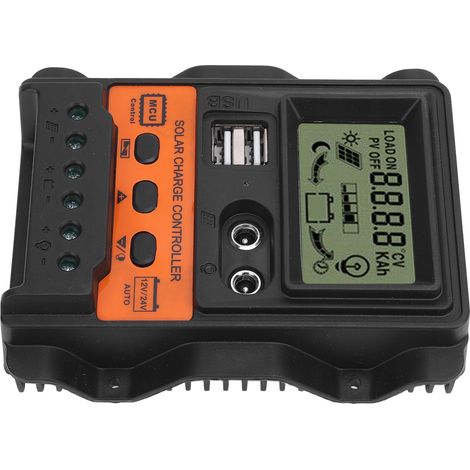 Contrôleur De Charge Solaire Avec Deux Ports Usb Pwm 12v 24v, Régulateur De Panneau À Adaptation Automatique Pour Systèmes Hors Réseau 30a
