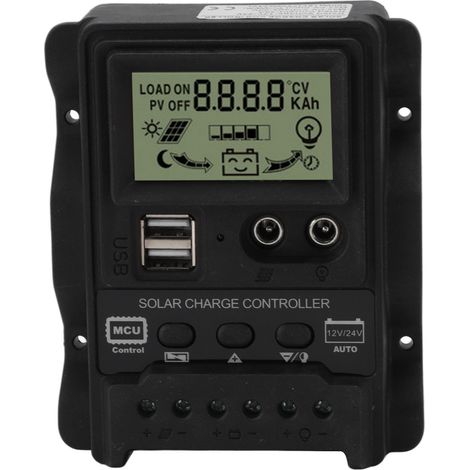 Contrôleur De Charge Solaire K1688 Pwm Double Dc Avec Régulateur De Panneau À Coque Noire Pour La Maison 20a