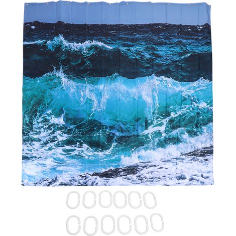 Rideau De Douche Avec 12 Crochets, Ensemble Étanche Pour Fournitures De Salle De Bain, 180x180 Cm