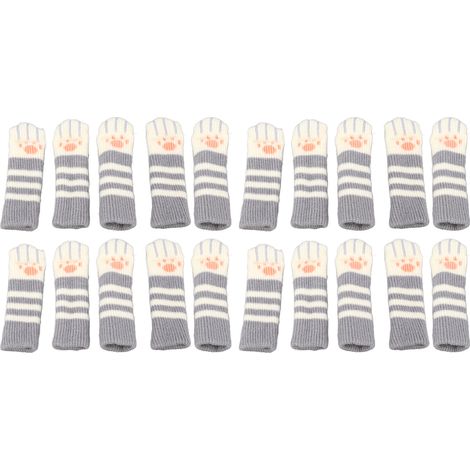 Chaussettes En Forme De Patte De Chat Pour Meubles, 20 Pièces, Protection De Sol Pour Chaise En Tricot Double Épaissi, Pour Le Bureau Et La Maison, Rayures Gris Foncé
