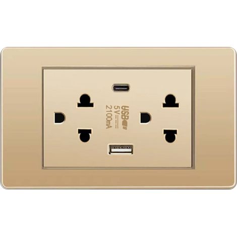 Prise De Courant Électrique Murale De Type Thaïlandais, Chargeur Usb C Permettant D'Économiser De L'Espace Pour La Maison, Or