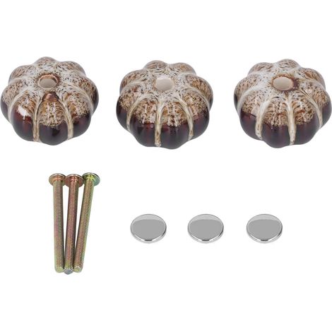 3 Pièces Boutons De Poignée De Porte Citrouille En Céramique Classique Pour Armoires De Cuisine Tiroir Placard Argent