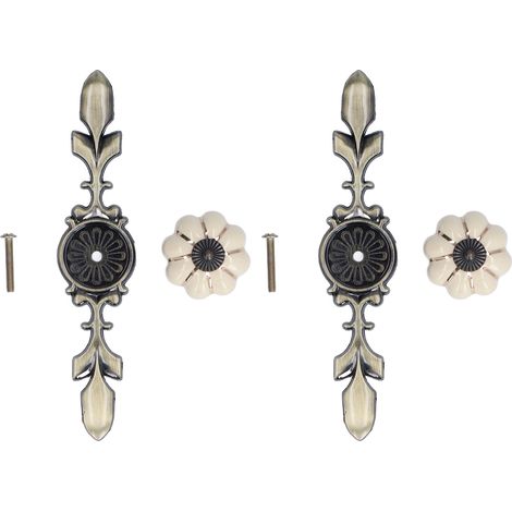 2 Pièces/ensemble Boutons De Tiroir En Forme De Citrouille Peints À La Main, Poignée D'Armoire En Céramique De Style Pastoral Chinois Blanc
