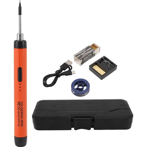 Outils De Soudage De Fer À Souder Avec Pointes Capteur Tactile 800mah Kit Anti-oxydation De Charge Usb Pour Bricolage Orange